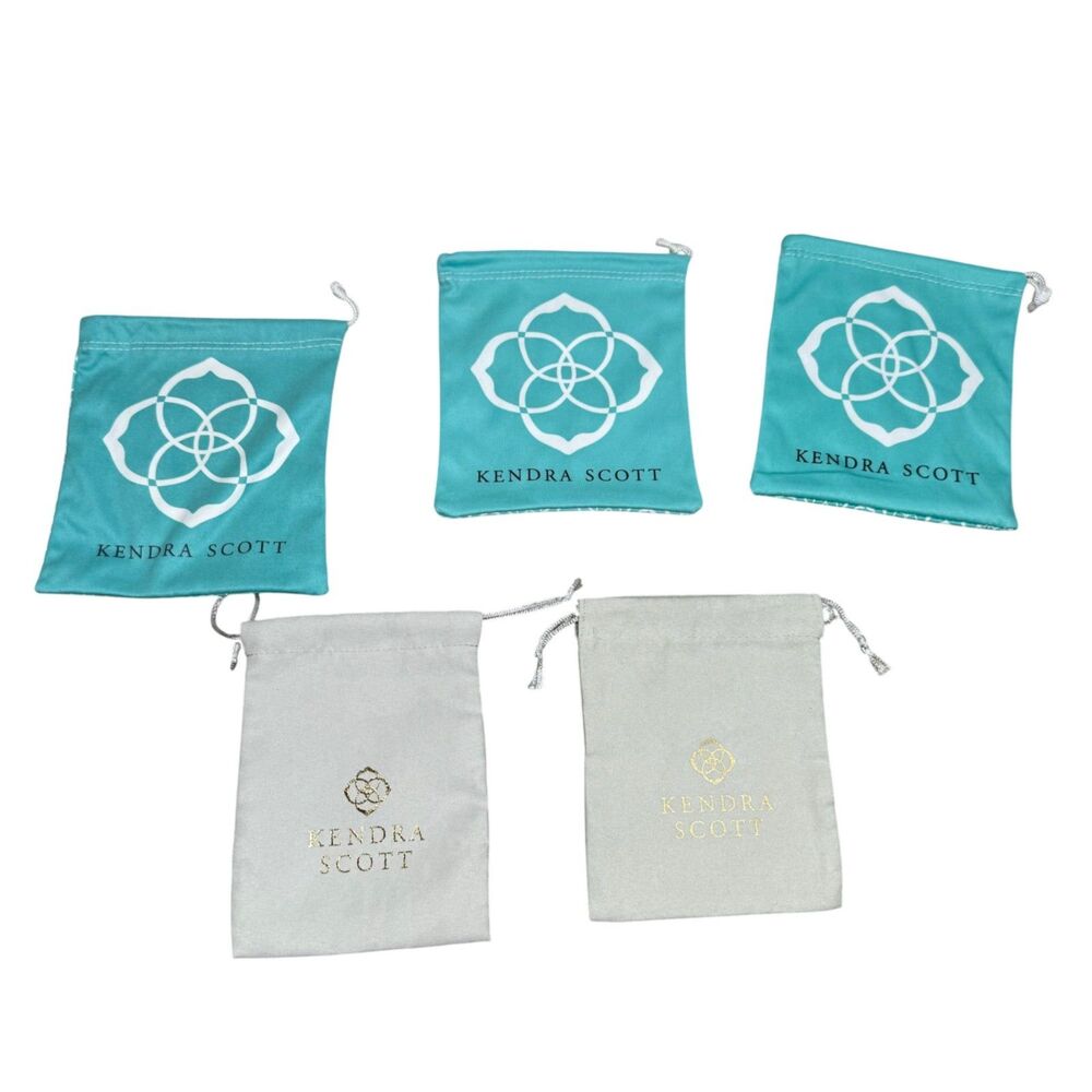 Kendra Scott Jewelry Pouch Dust Jacket Bags LOT of 5 - 5.5" x 5" Blue White